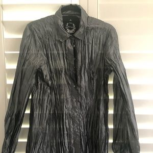 Never worn with tags grey/silver crinkle shirt